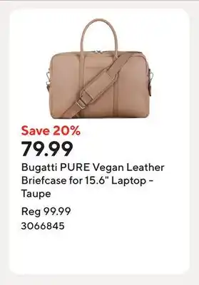 Staples Bugatti PURE Vegan Leather Briefcase for 15.6 Laptop - Taupe offer
