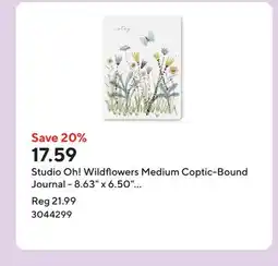 Staples Studio Oh! Wildflowers Medium Coptic-Bound Journal - 8.63 x 6.50 - Assorted Colours offer