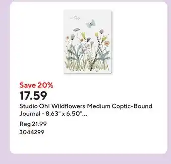 Staples Studio Oh! Wildflowers Medium Coptic-Bound Journal - 8.63 x 6.50 - Assorted Colours offer