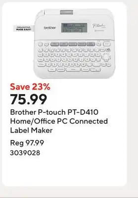 Staples Brother P-touch PT-D410 Home/Office PC Connected Label Maker offer