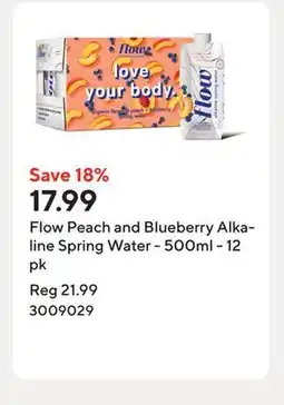 Staples Flow Peach and Blueberry Alkaline Spring Water - 500ml - 12 pk offer