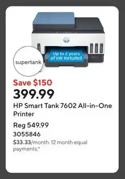 Staples HP Smart Tank 7602 All-in-One Printer offer