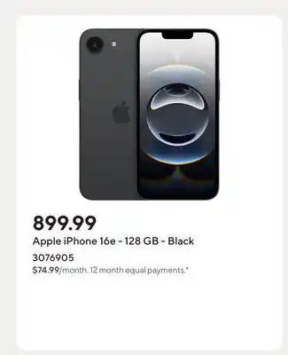 Staples Apple iPhone 16e - 128 GB - Black offer