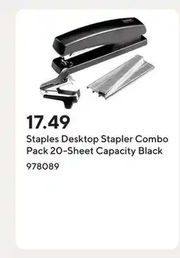 Staples Staples Desktop Stapler Combo Pack 20-Sheet Capacity Black offer