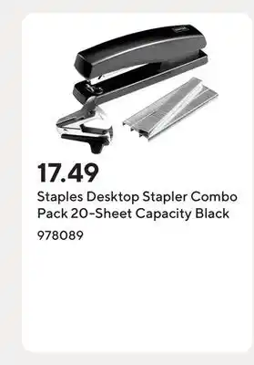 Staples Staples Desktop Stapler Combo Pack 20-Sheet Capacity Black offer