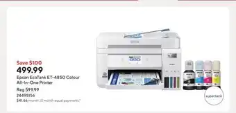 Staples Epson EcoTank ET-4850 Colour All-In-One Printer offer