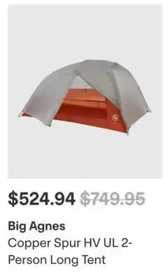 MEC Big Agnes Copper Spur HV UL 2- Person Long Tent offer