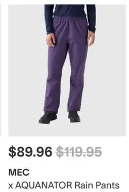 MEC MEC x AQUANATOR Rain Pants offer