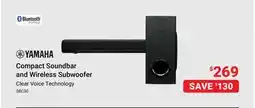 Visions Electronics YAMAHA Compact Soundbar and Wireless Subwoofer offer