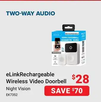Visions Electronics eLinkRechargeable Wireless Video Doorbell offer