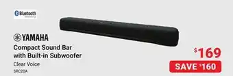 Visions Electronics Clear Voice SRC20A Compact Sound Bar with Built-in Subwoofer offer