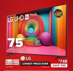 Visions Electronics LG 75 UT7590 4K Smart TV offer