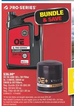 PartSource OE+ PRO SERIES Oil AND OE + Oil Filter offer