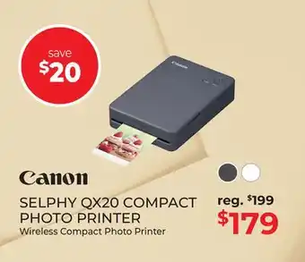 Gosselin Photo CANON SELPHY QX20 COMPACT PHOTO PRINTER offer