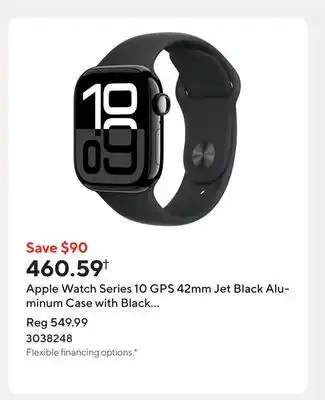 Staples Apple Watch Series 10 GPS 42mm Jet Black Aluminum Case with Black Sport Band - S/M offer