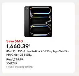 Staples iPad Pro 13 - Ultra Retina XDR Display - Wi-Fi - M4 Chip - 256 GB - Space Black offer