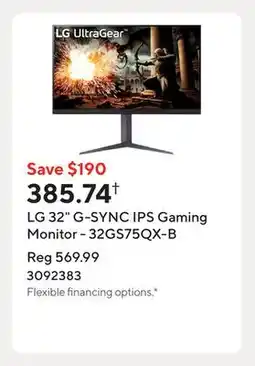 Staples LG 32 G-SYNC IPS Gaming Monitor - 32GS75QX-B offer