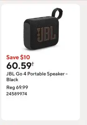 Staples JBL Go 4 Portable Speaker - Black offer