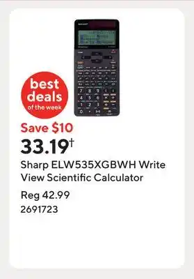 Staples Sharp ELW535XGBWH Write View Scientific Calculator offer