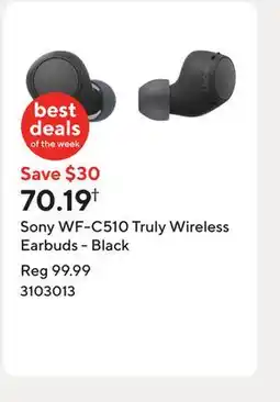 Staples Sony WF-C510 Truly Wireless Earbuds - Black offer