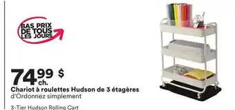 Michaels Chariot à roulettes Hudson de 3 étagères d'Ordonnez simplement offer