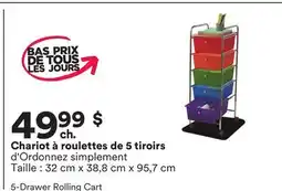 Michaels Chariot à roulettes de 5 tiroirs d'Ordonnez simplement offer