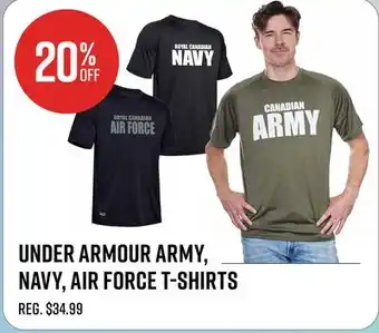 Canex UNDER ARMOUR ARMY, NAVY, AIR FORCE T-SHIRTS offer