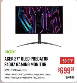 Canex ACER 27 OLED PREDATOR 240HZ GAMING MONITOR offer