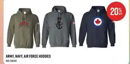 Canex ARMY, NAVY, AIR FORCE HOODIES offer