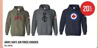 Canex ARMY, NAVY, AIR FORCE HOODIES offer