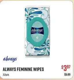 Canex ALWAYS FEMININE WIPES offer