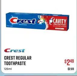 Canex CREST REGULAR TOOTHPASTE offer