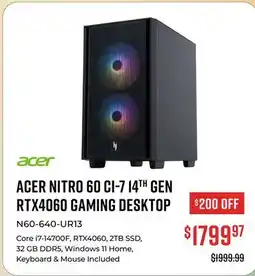 Canex ACER NITRO 60 CI-7 14TH GEN RTX4060 GAMING DESKTOP offer