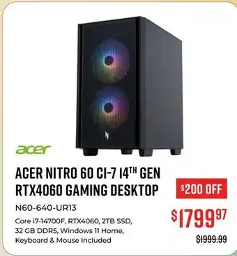 Canex ACER NITRO 60 CI-7 14TH GEN RTX4060 GAMING DESKTOP offer