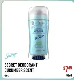 Canex SECRET DEODORANT CUCUMBER SCENT offer
