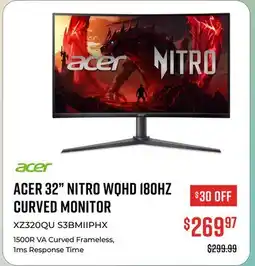 Canex ACER 32 NITRO WQHD 180HZ CURVED MONITOR offer