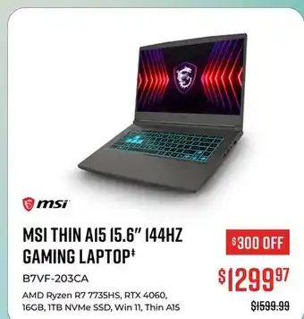 Canex MSI THIN A15 15.6 144HZ GAMING LAPTOP ‡ offer