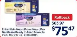 Walmart Enfamil a+ neuropro or neuropro gentlease ready to feed formula offer
