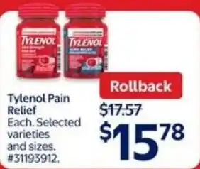 Walmart Tylenol pain relief offer