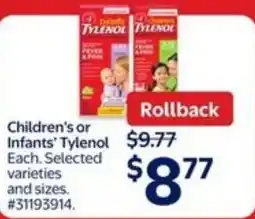 Walmart Children's or infants' tylenol offer