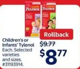 Walmart Children's or infants' tylenol offer