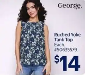 Walmart George. ruched yoke tank top offer