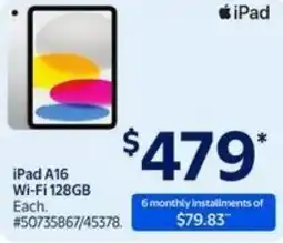 Walmart iPad A16 Wi-Fi 128GB offer