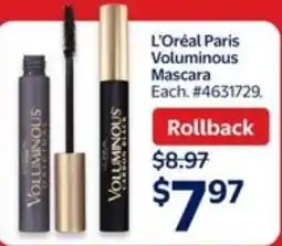 Walmart L'oréal paris voluminous mascara offer
