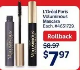 Walmart L'oréal paris voluminous mascara offer