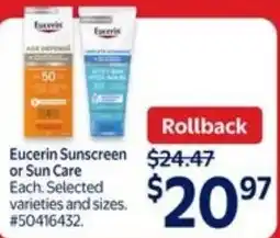 Walmart Eucerin sunscreen or sun care offer