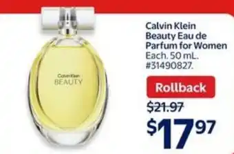 Walmart Calvin klein beauty eau de parfum for women offer