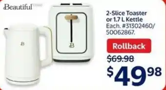 Walmart Beautiful 2-slice toaster or kettle offer