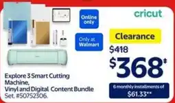 Walmart Cricut explore 3 smart cutting machine, vinyl and digital content bundle offer