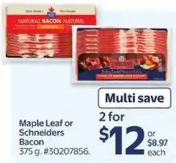 Walmart Maple leaf or schneiders bacon offer